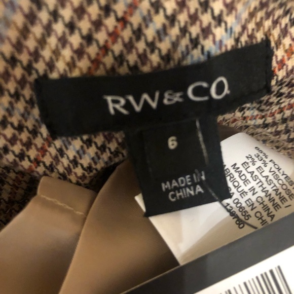 Brand new  with tag high rise RW & CO checkered pants side zipper size 6 - Picture 2 of 9